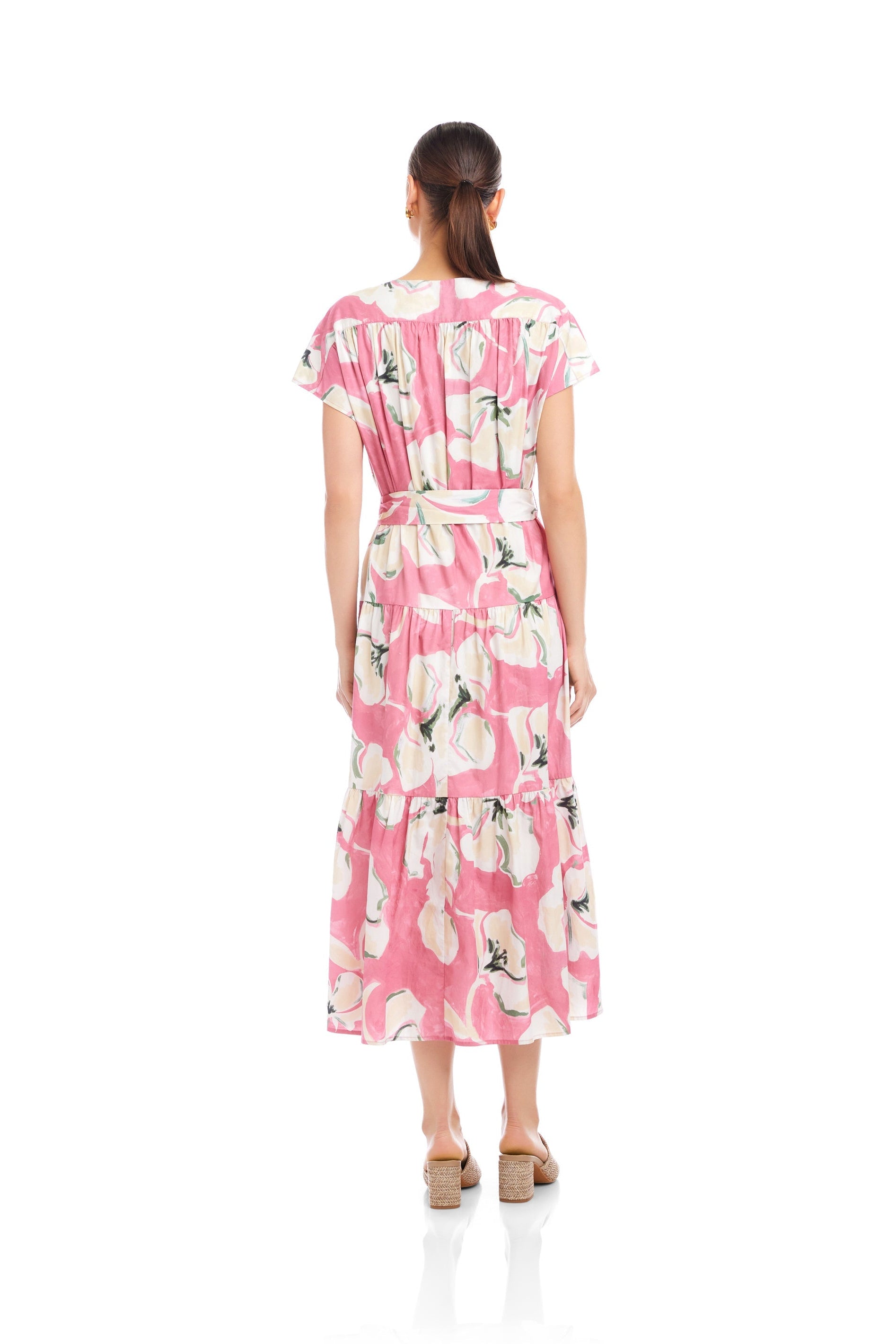 Kristine Tiered Front Slit Midi Dress