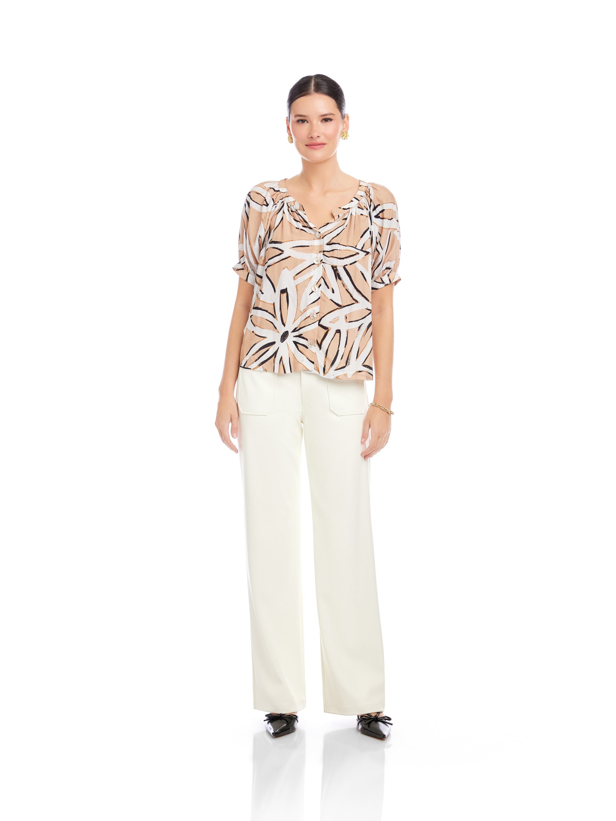 Sam Short Sleeve Button-Up Top