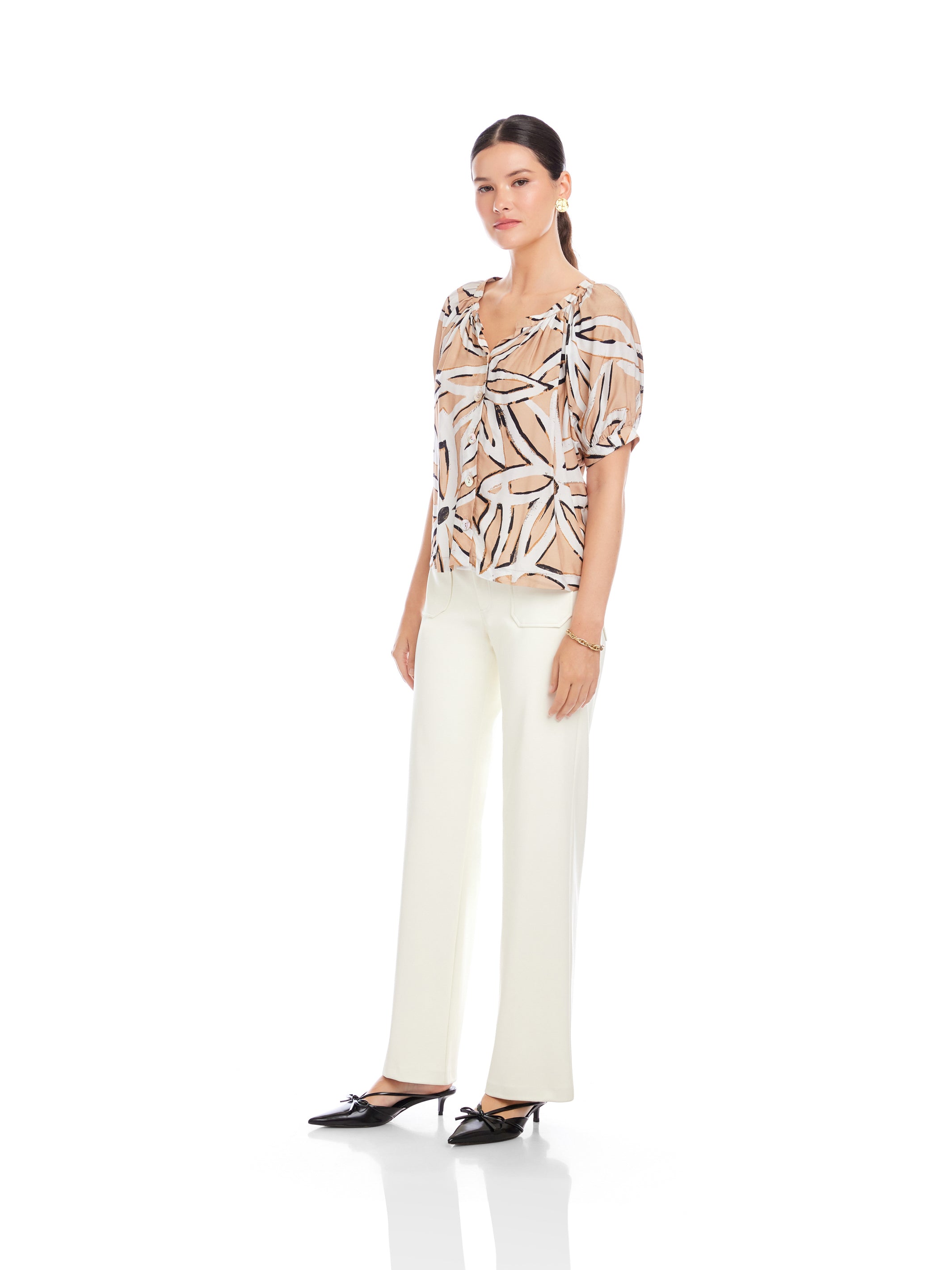 Sam Short Sleeve Button-Up Top