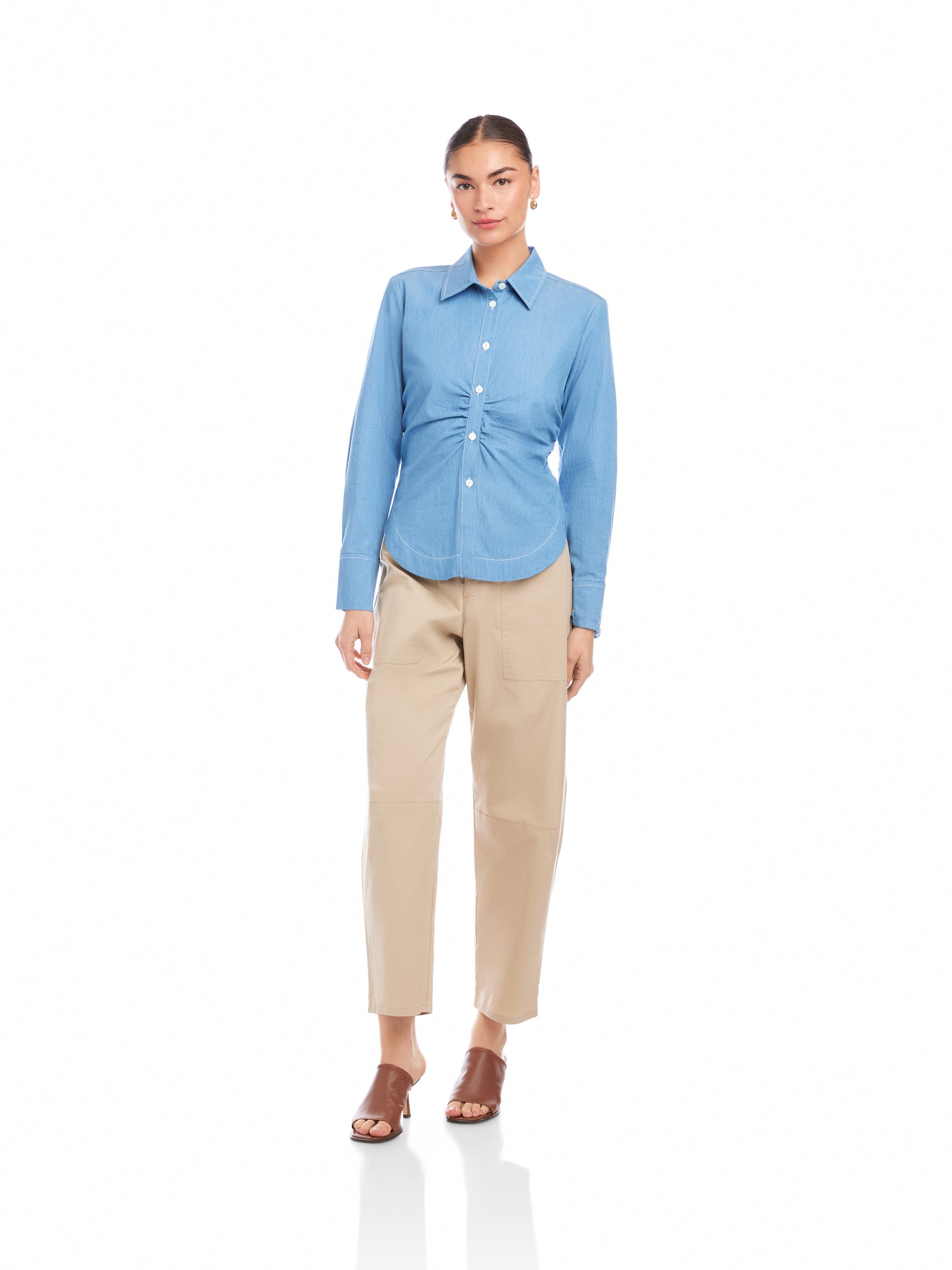 Norlyn Long Sleeve Side-Shirred Shirt