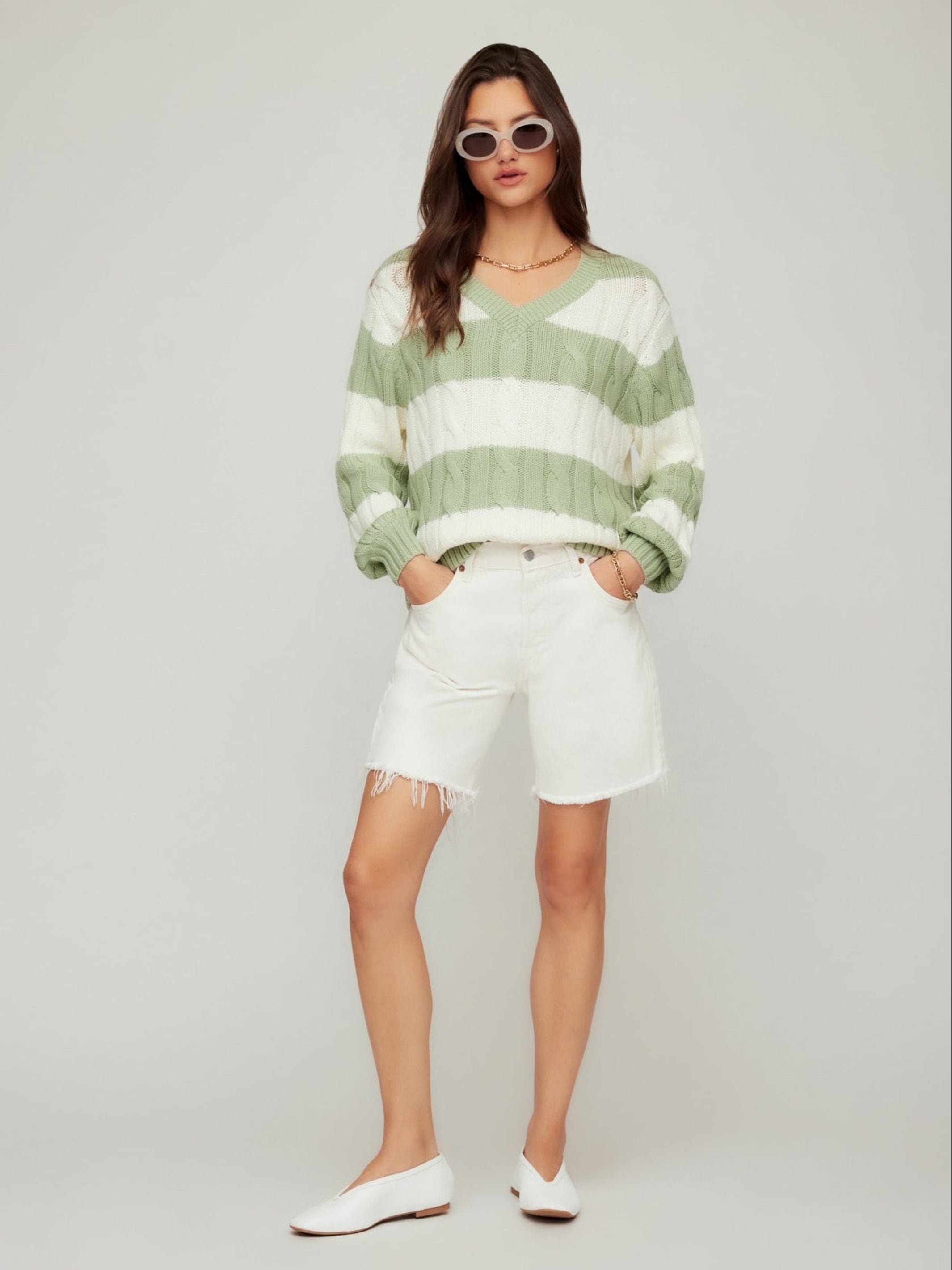 Avalee Stripe Cable Sweater