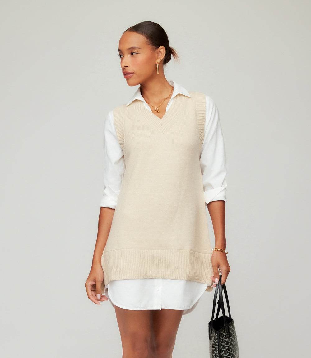 Elora Mixed Media Vest Dress