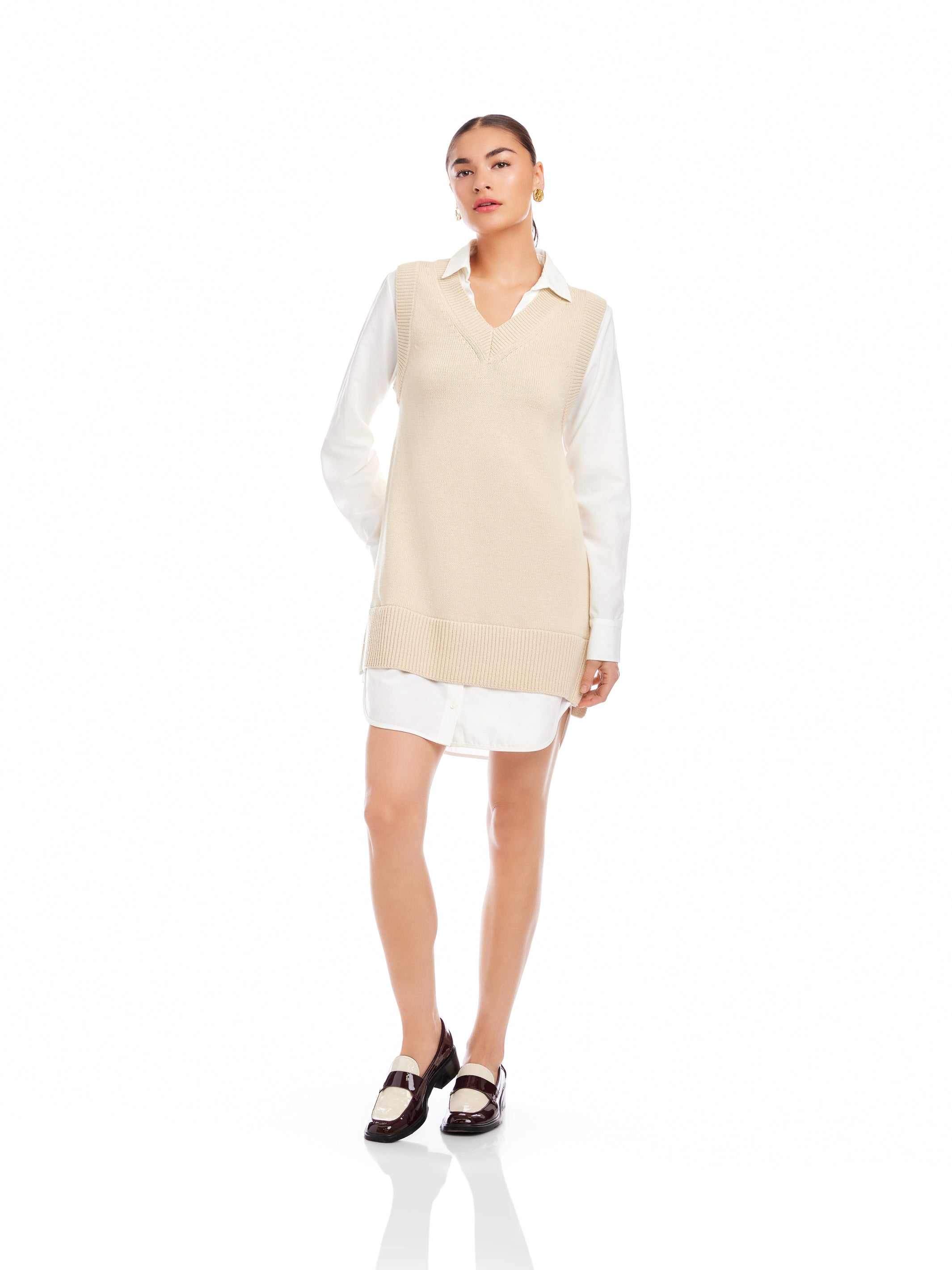 Elora Mixed Media Vest Dress