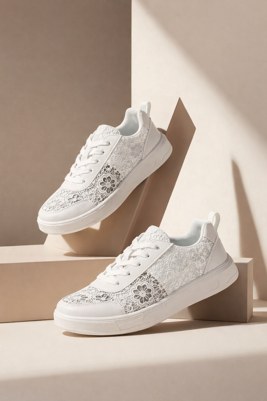 Liena | Floral Lace-Up Sneakers
