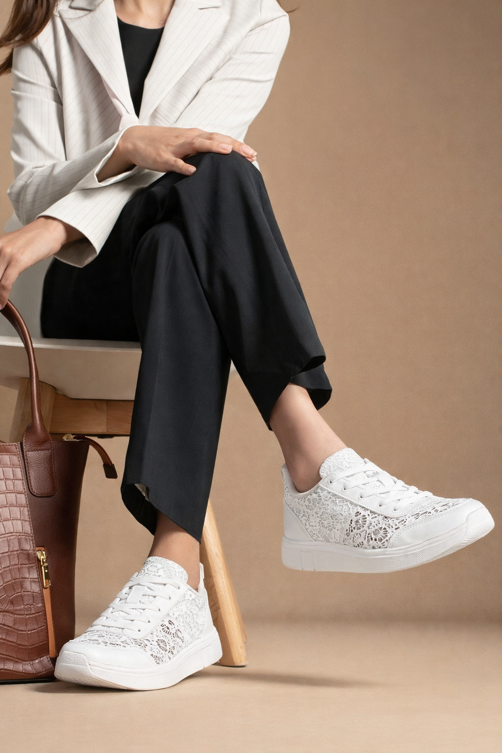 Liena | Floral Lace-Up Sneakers