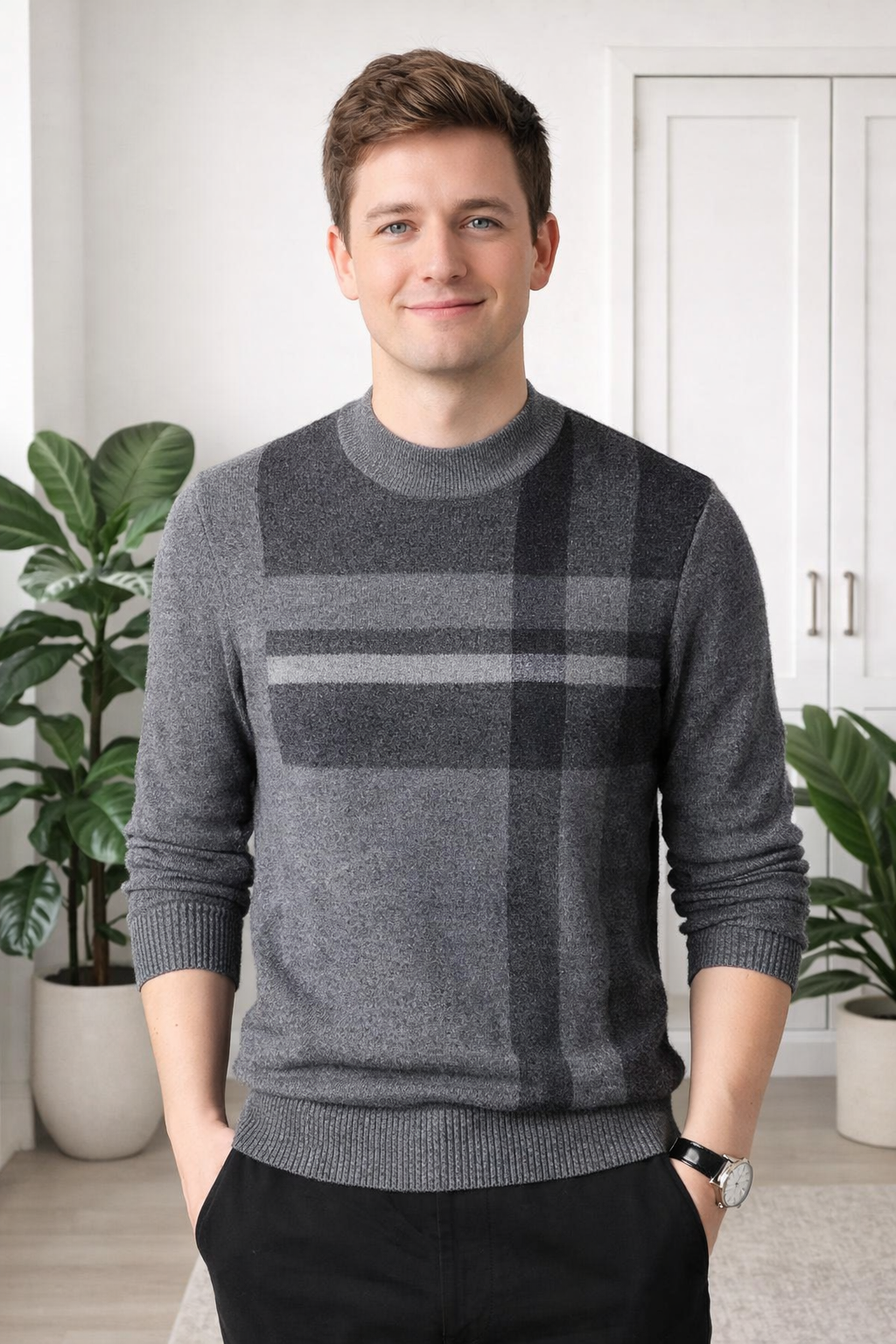 Raul | Plaid Pattern Cashmeremix Sweater