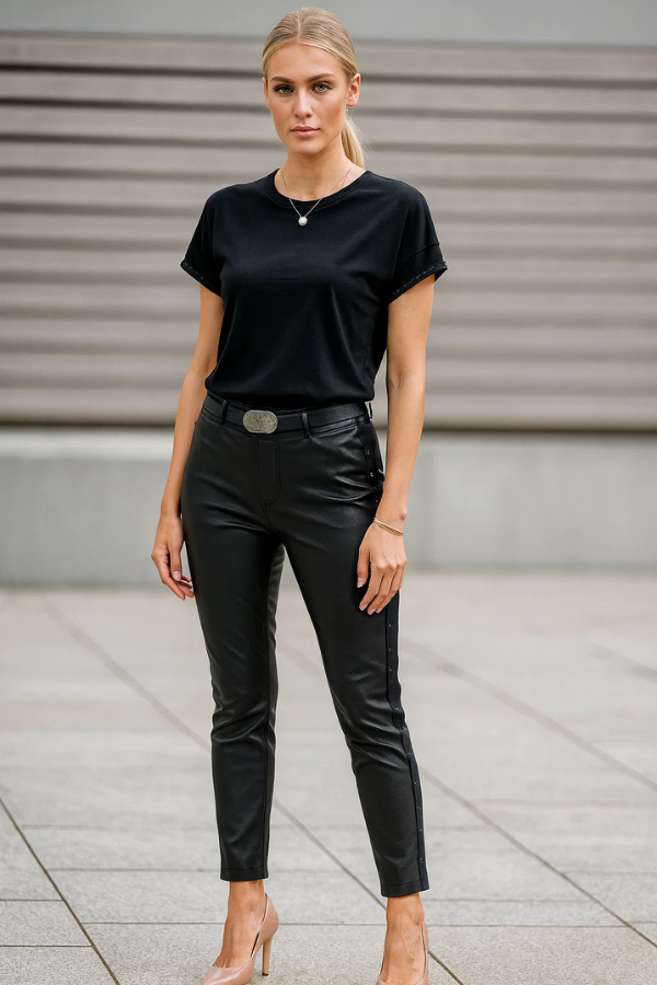 Maria | High Waist Faux Leather Pants