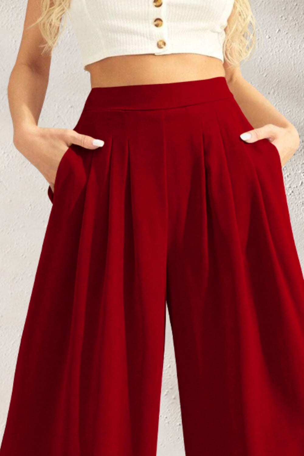 Stella | Pocketed High Waist Wide Leg Pants