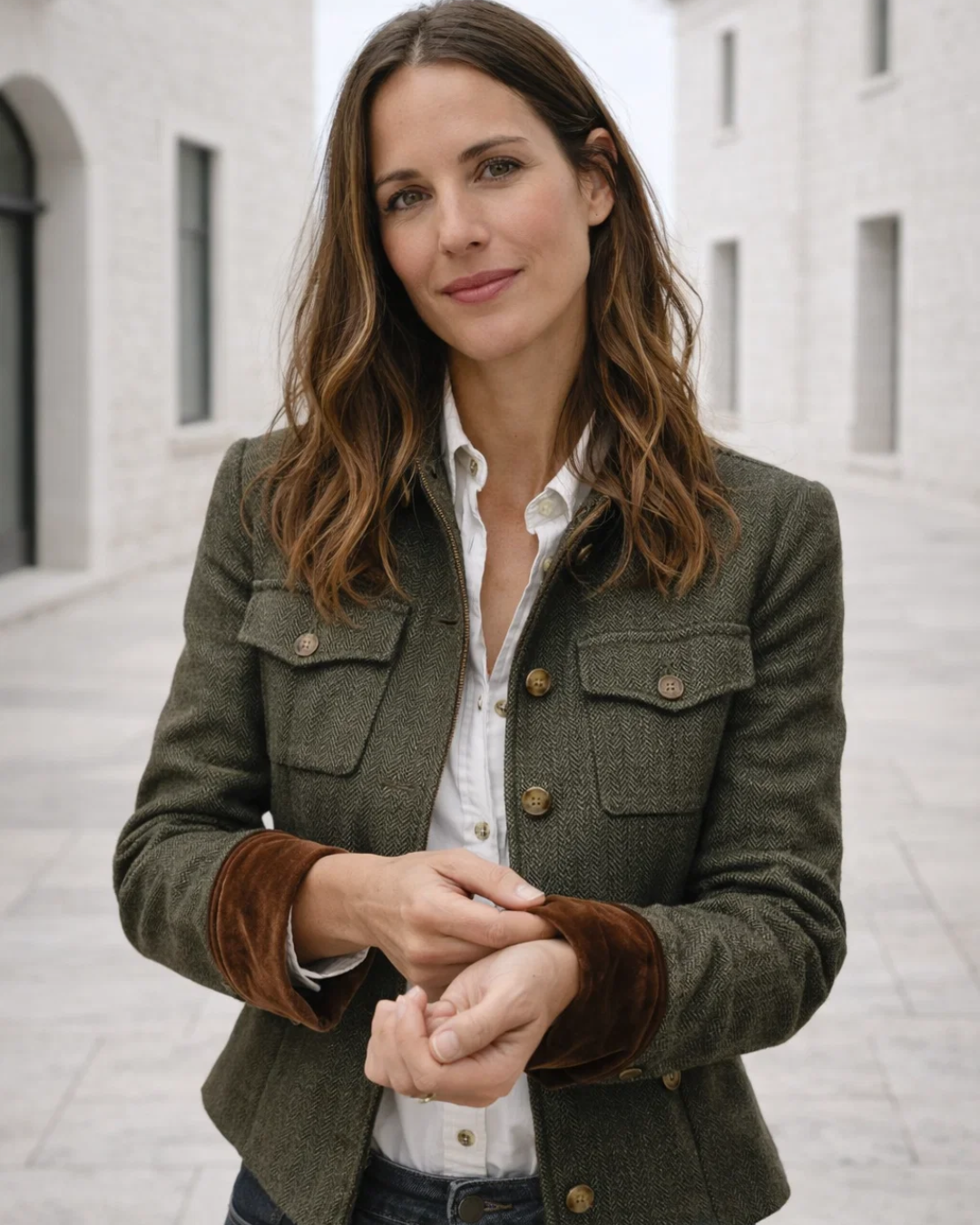 Corrie | Tweed Jacket with Velvet Details