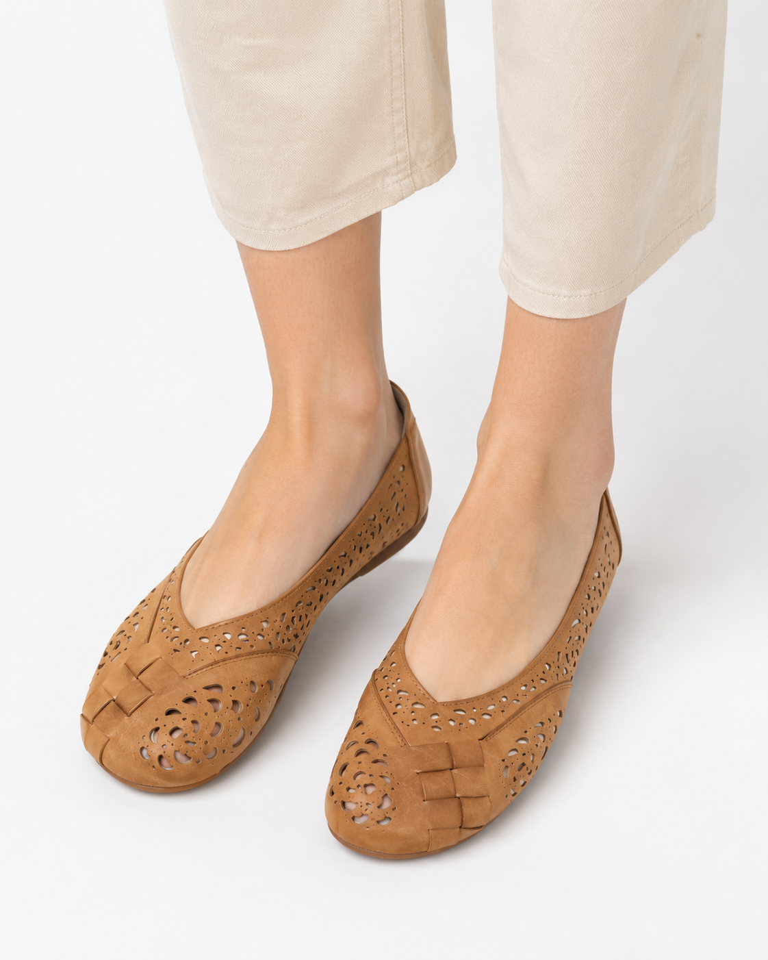 Zia | Perforated Flat Shoes with Slip-On Design