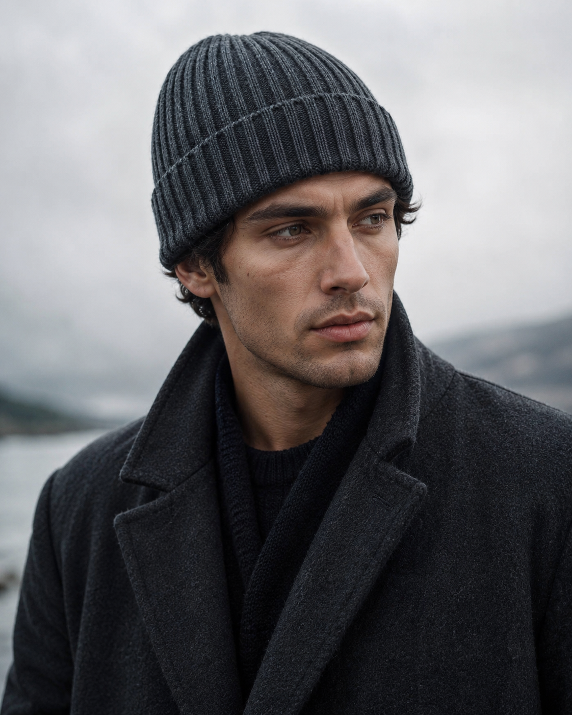 King | Unisex Ribbed Knit Cashmere Beanie