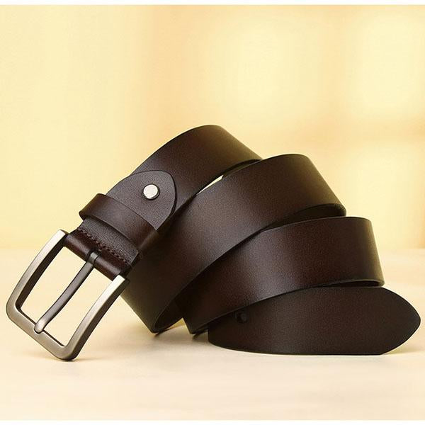 Everett | Leather Belt with Brushed Metal Buckle