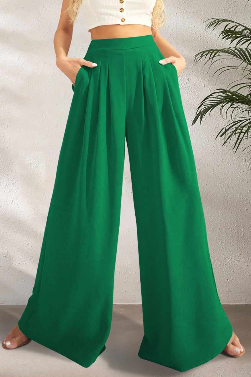 Stella | Pocketed High Waist Wide Leg Pants