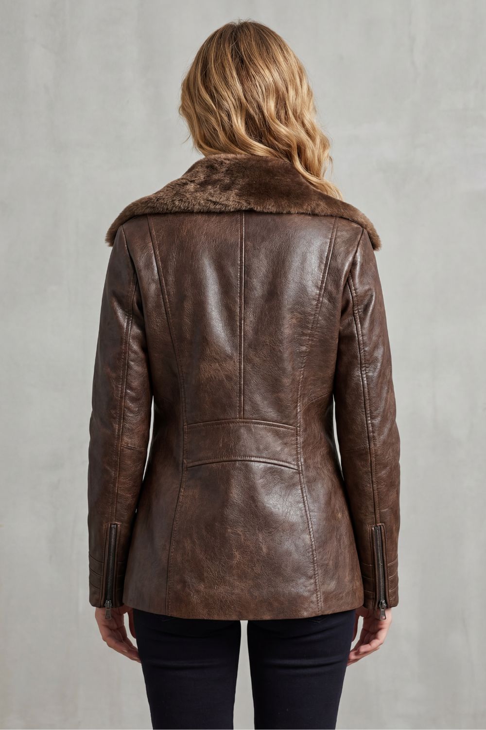 Ravella | Leather Jacket with Shearling Collar