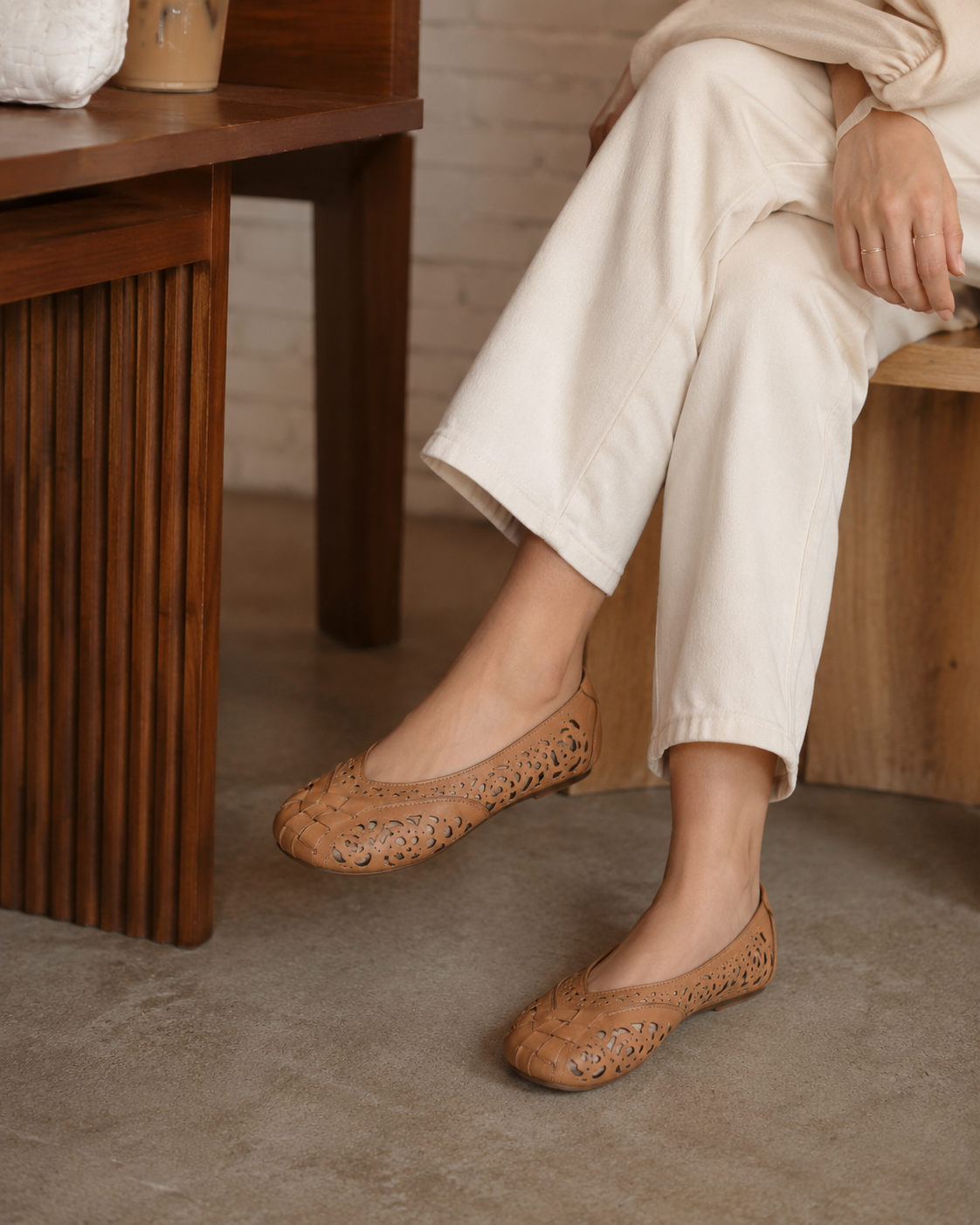 Zia | Perforated Flat Shoes with Slip-On Design