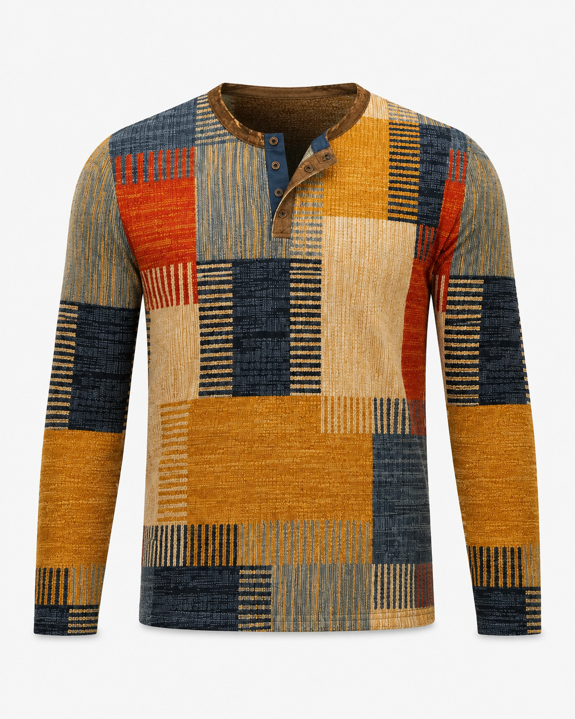 Mar | Men's Vintage Patchwork Long Sleeve Shirt