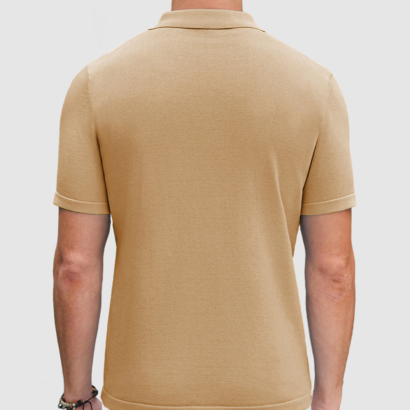 Riemann | Casual Patchwork Knit Polo Shirt