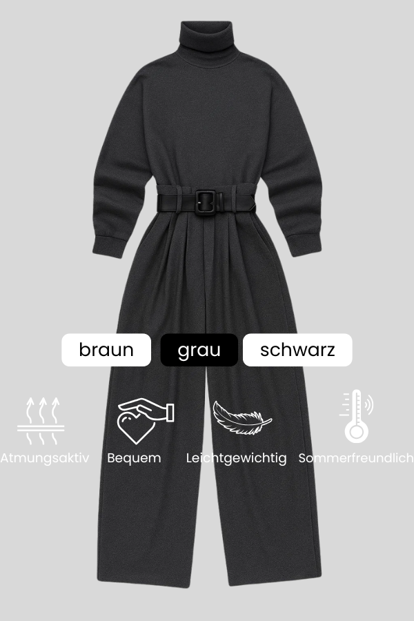 Melian – Jumpsuit with Turtleneck, Wide Legs, and Belt