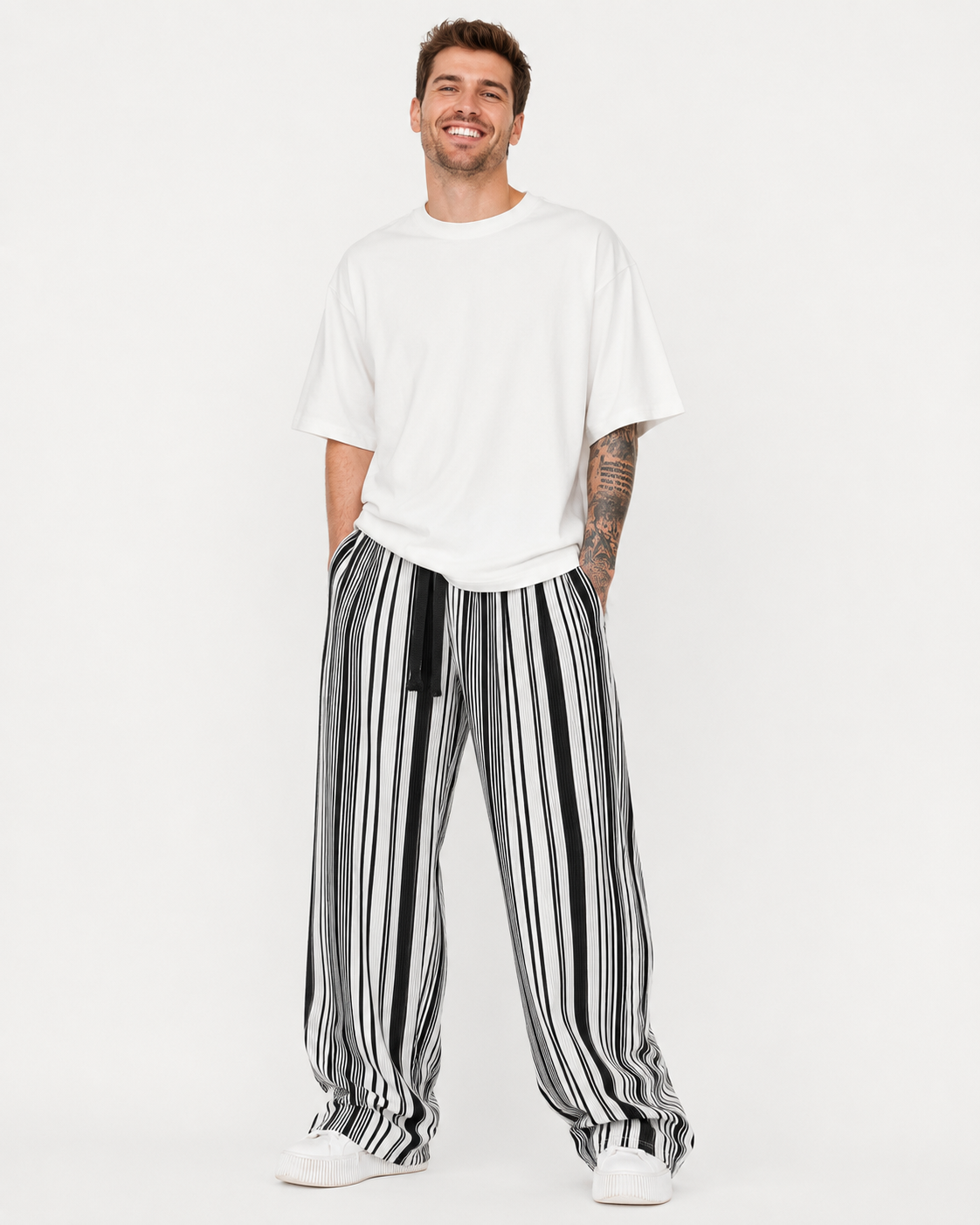 Cole | Oversized Striped Cotton Pants