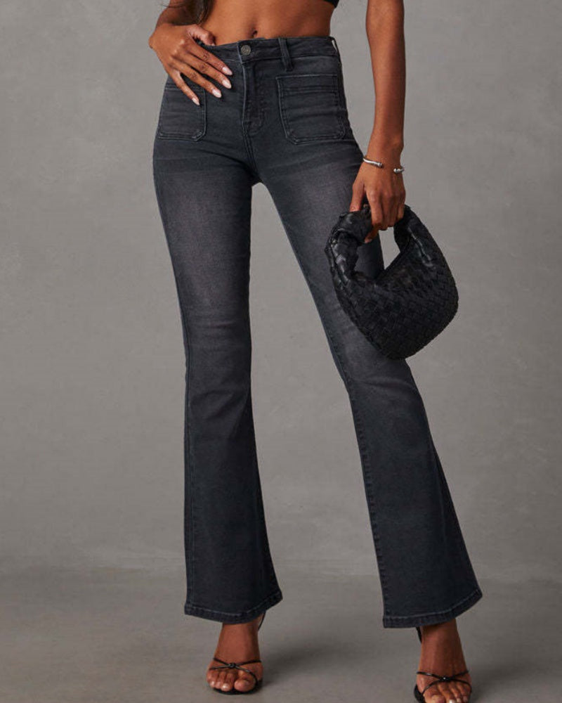 Vintage High-Waist Flared Jeans – Elegant, Stylish & Comfortable