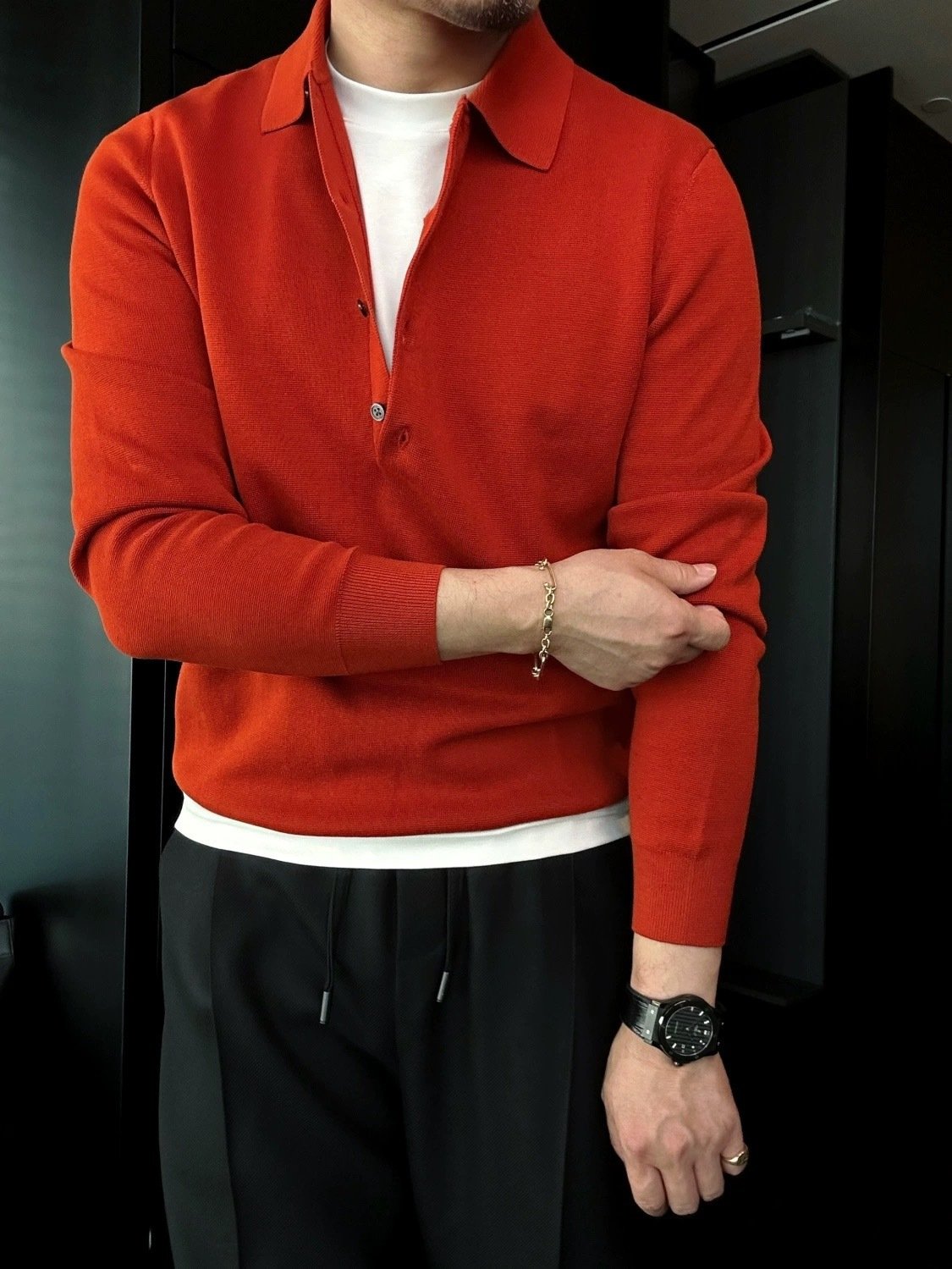 Ben | Long Sleeve Knitted Polo Sweater