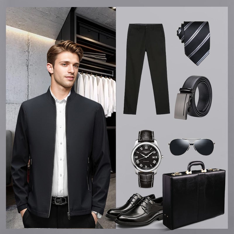 Moretti | Standing Collar Zipper Casual Jacket