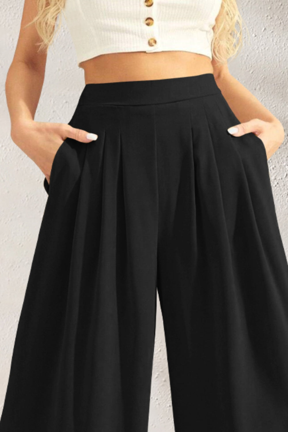 Stella | Pocketed High Waist Wide Leg Pants