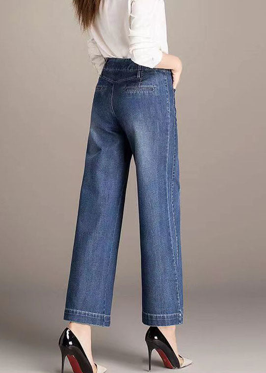 Bella | Denim High Waist Pockets Straight Pants