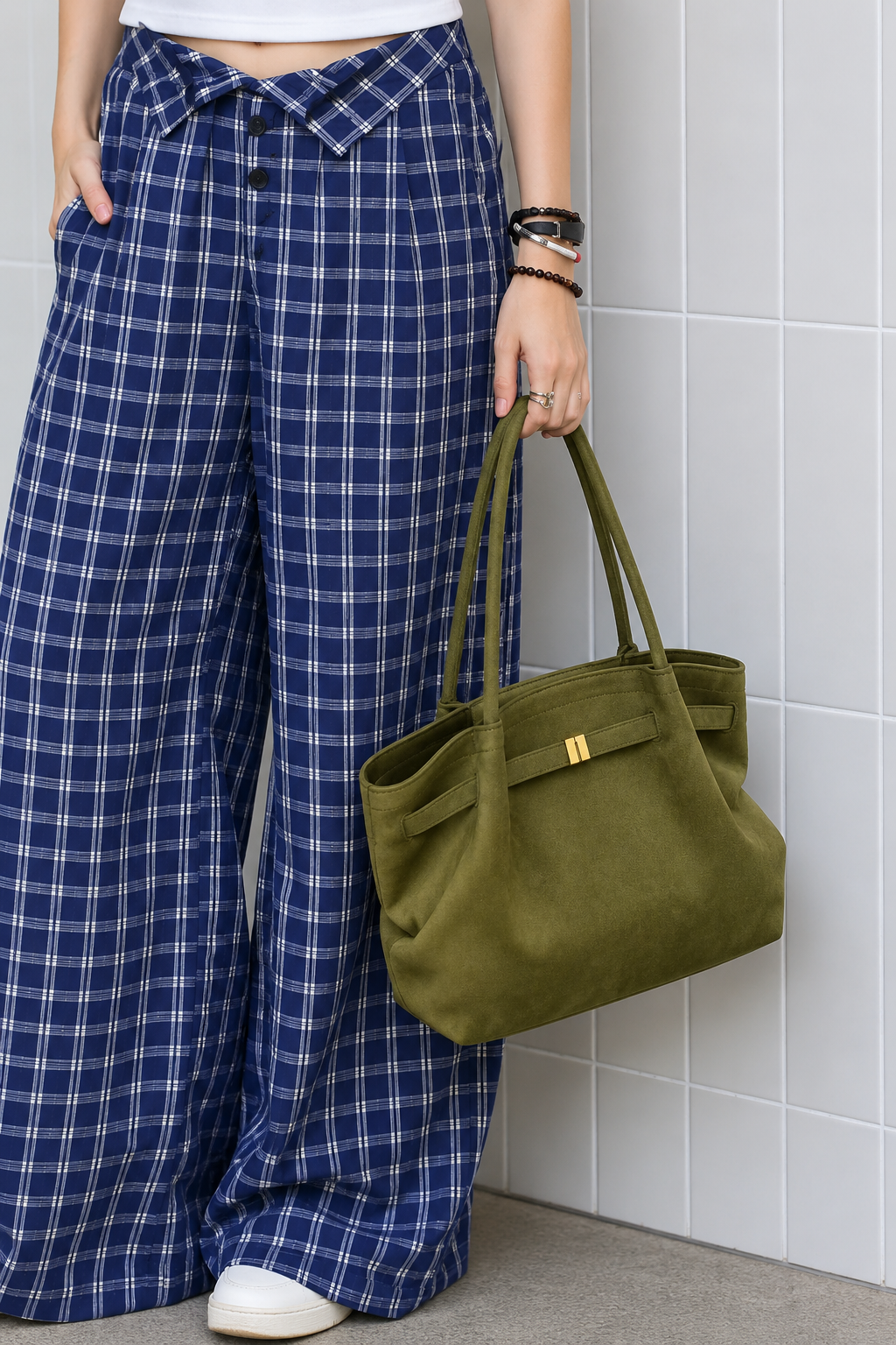Belle | Green Large Suede Shoulder Bag