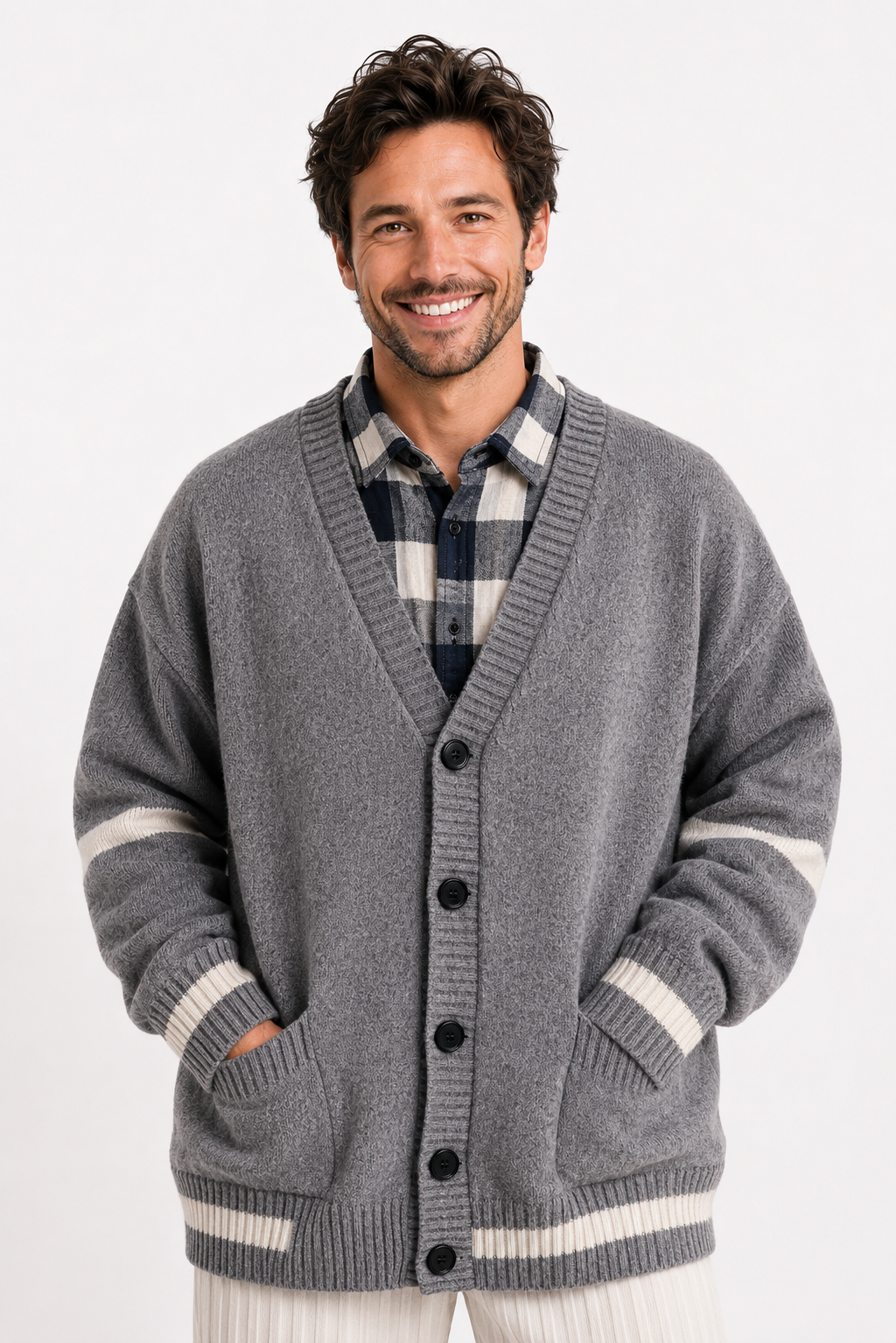 Bruno | Striped Pockets Knitted Cardigans