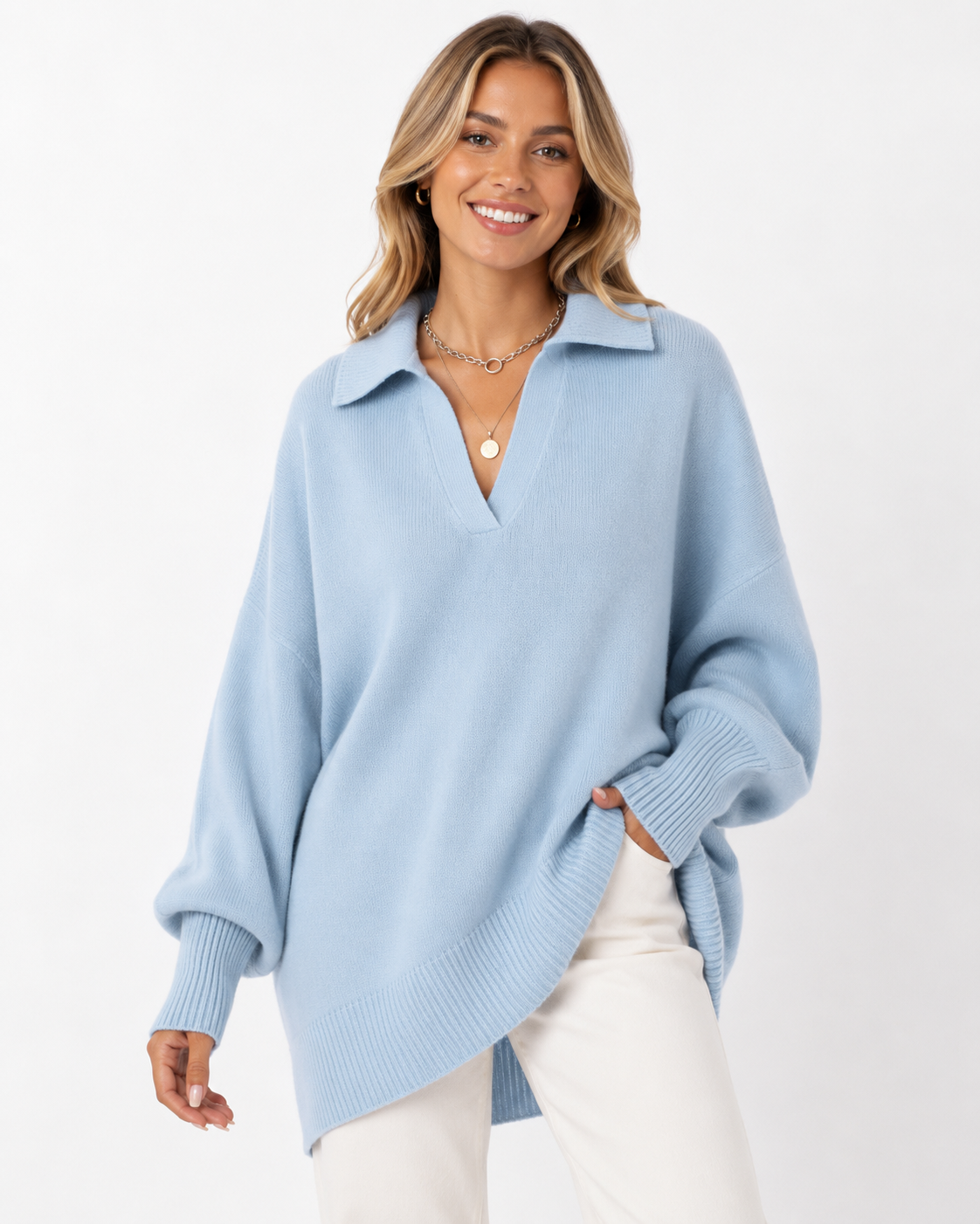 Lunevia | Relaxed Knit Poncho Sweater