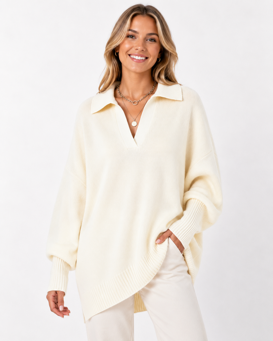 Lunevia | Relaxed Knit Poncho Sweater