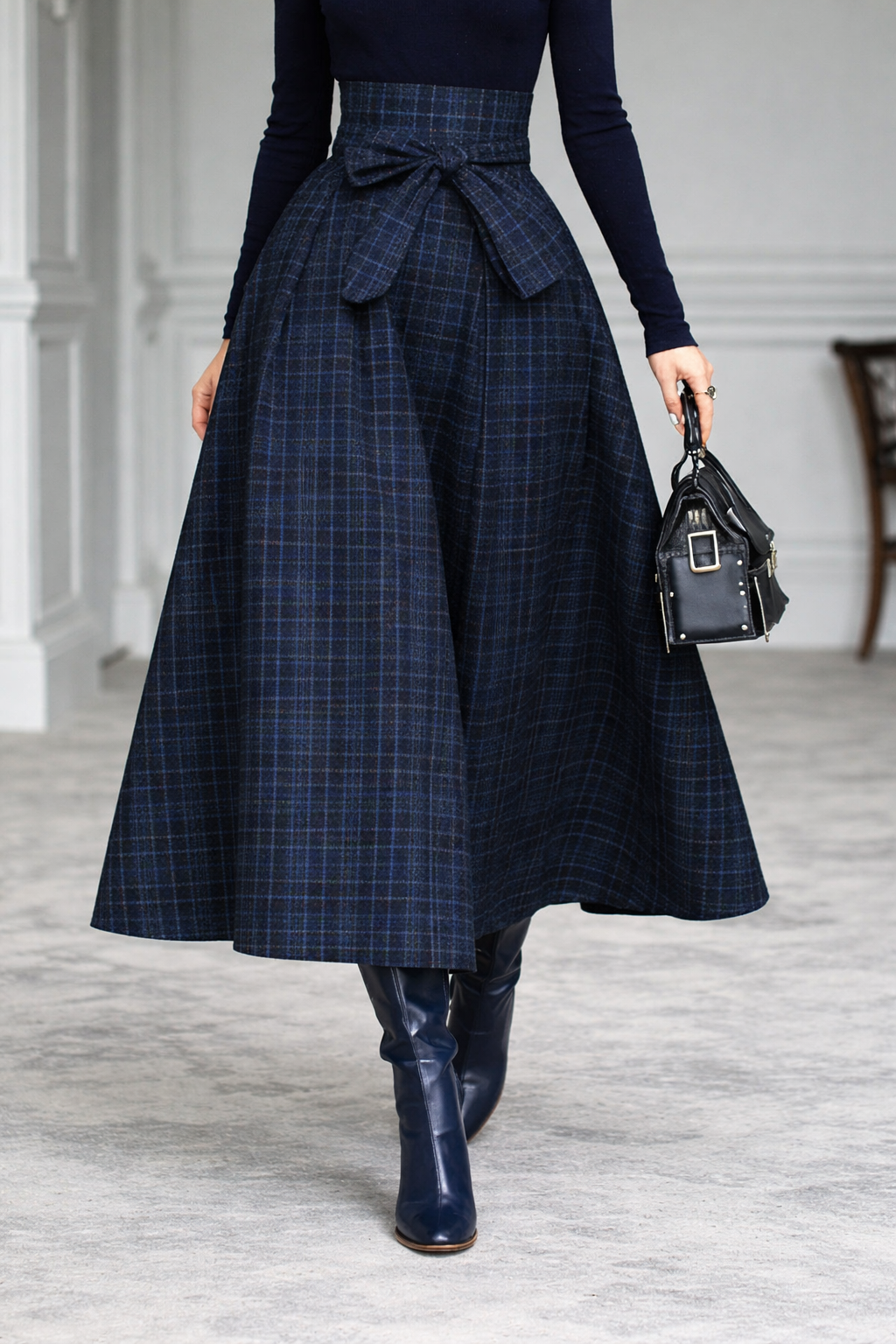 Stephie | Top and Checked Skirt Set