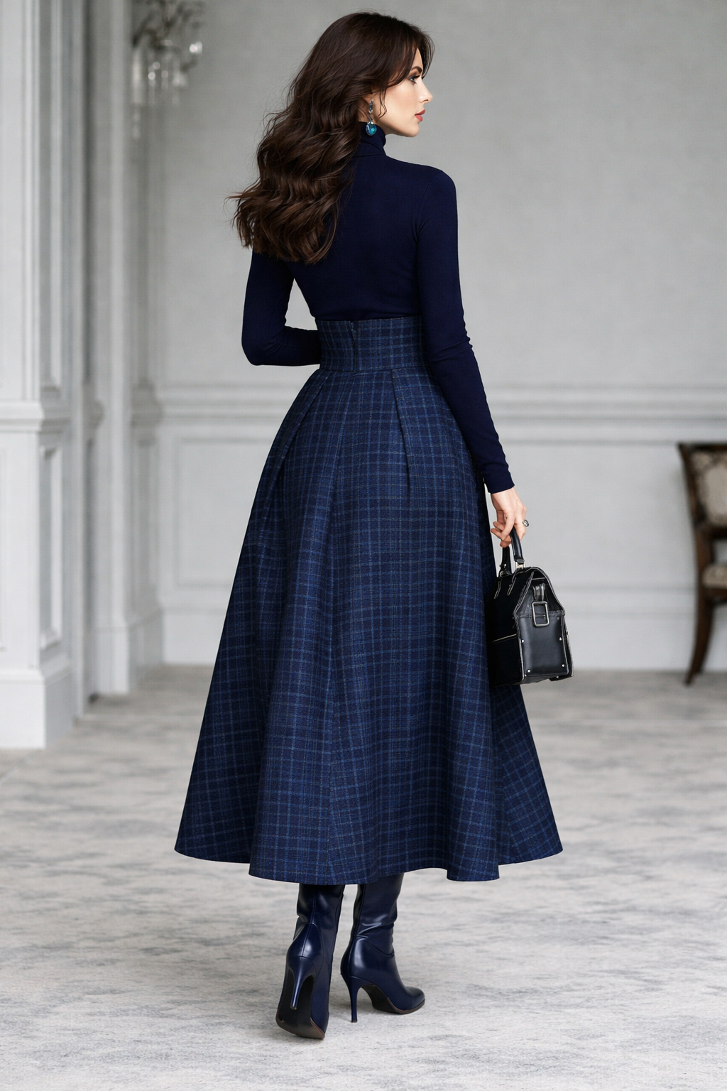 Stephie | Top and Checked Skirt Set