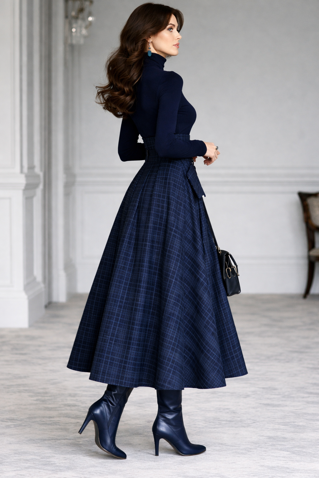 Stephie | Top and Checked Skirt Set