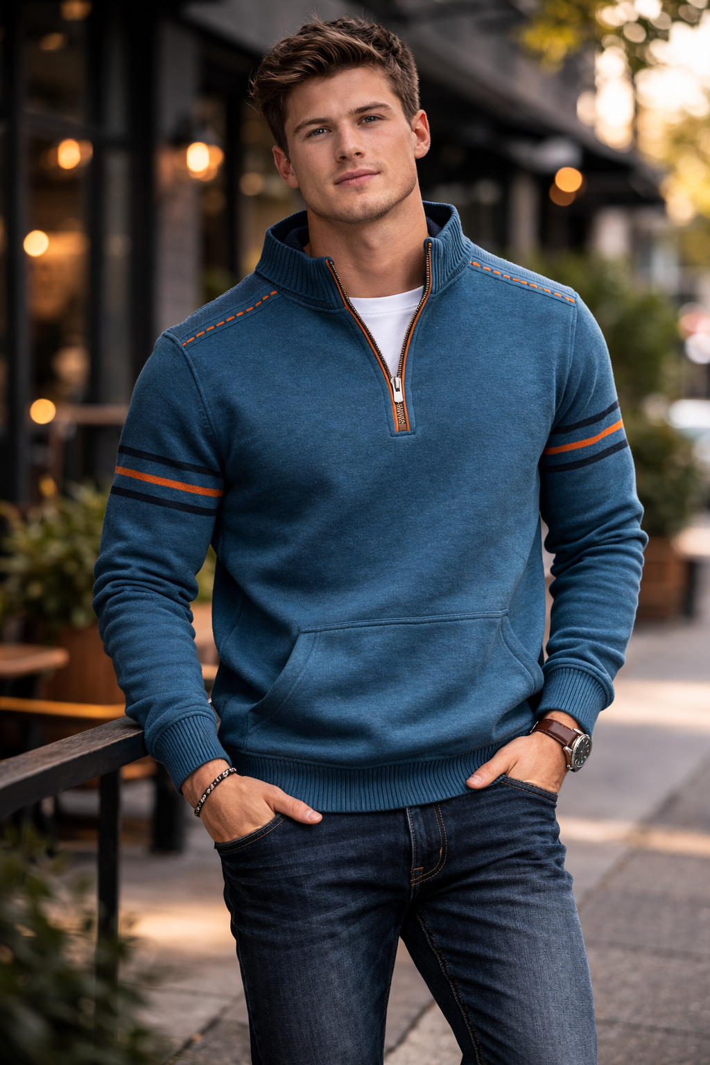 Lukas | Modern jumper with half zip