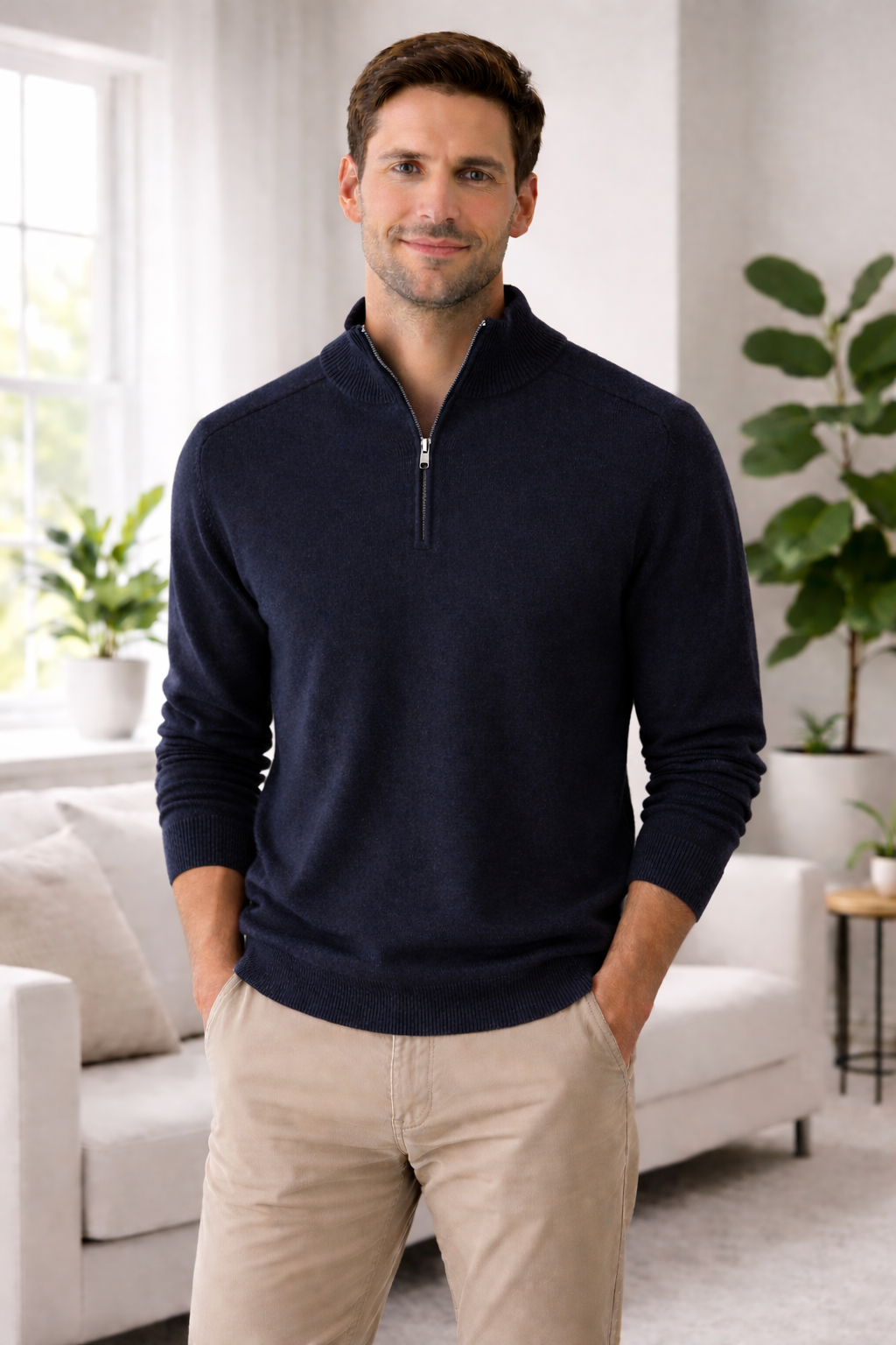 Karl | Ribbed Collar Cashmere Pullover