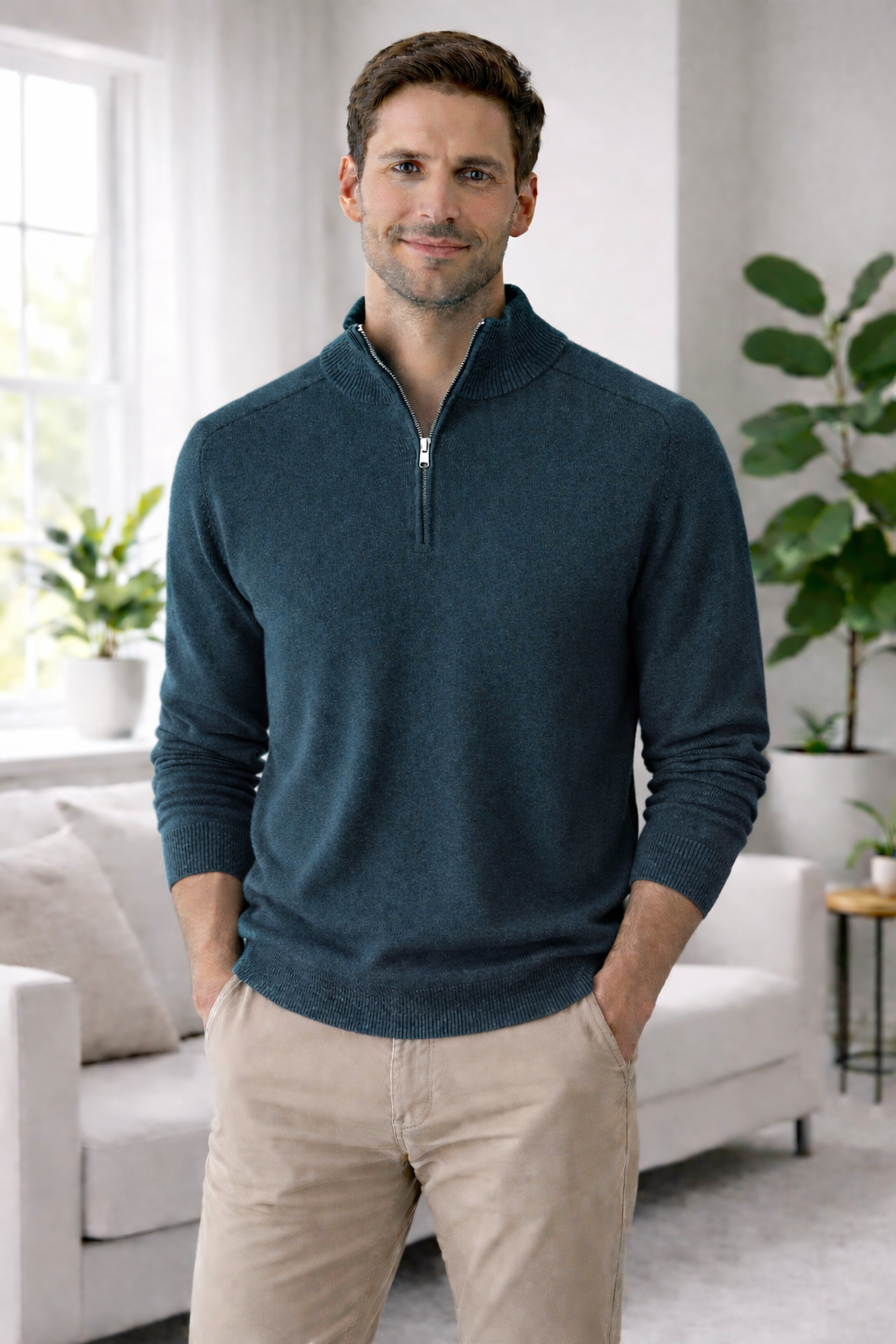 Karl | Ribbed Collar Cashmere Pullover