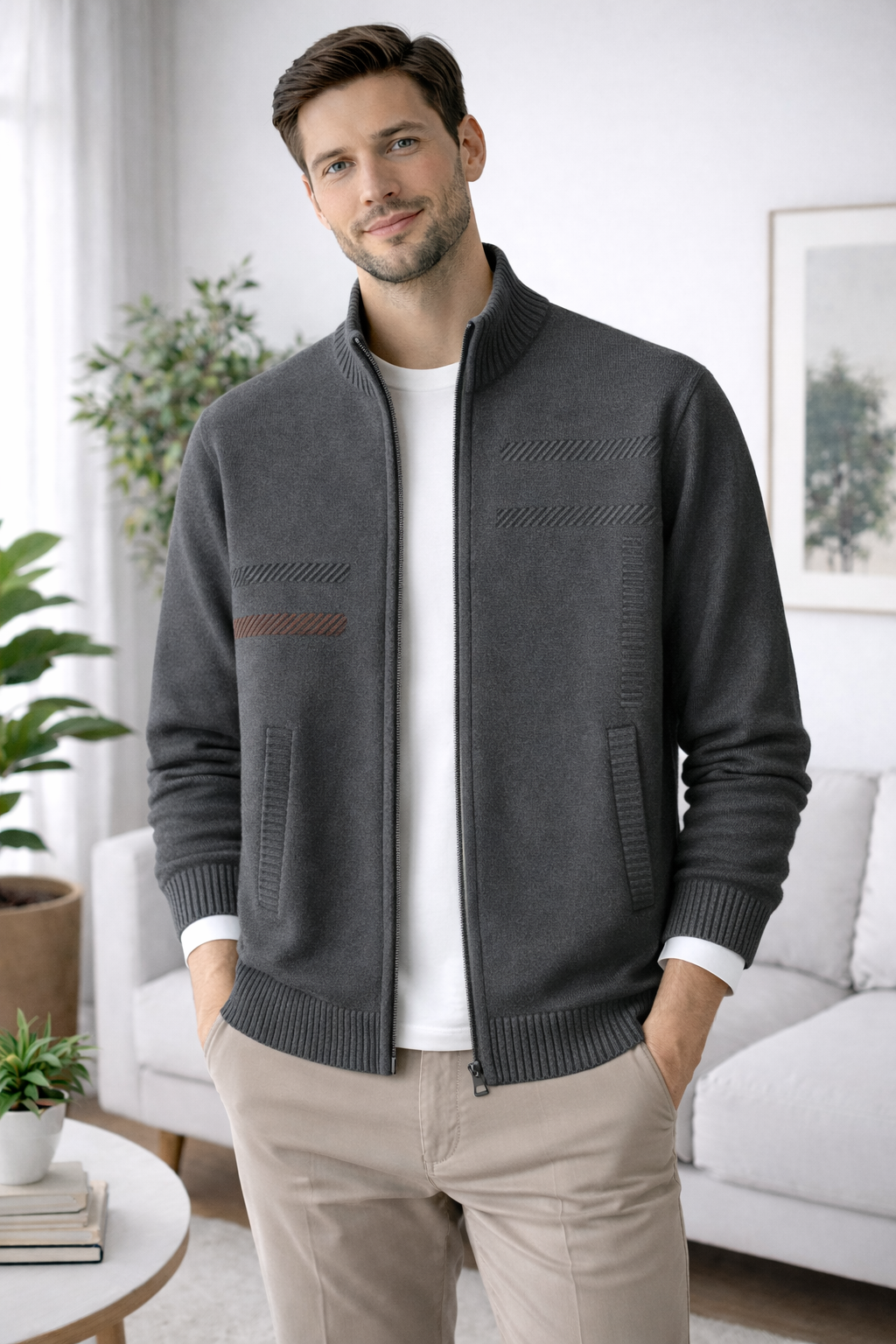 LAURENT | ZIPPERED KNIT JACKET FOR MEN