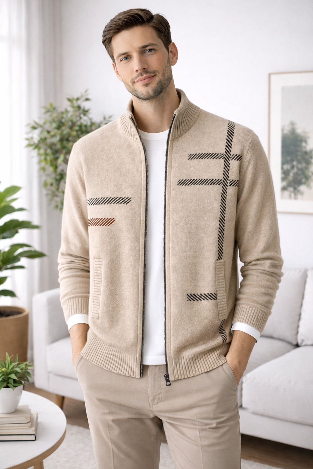 LAURENT | ZIPPERED KNIT JACKET FOR MEN