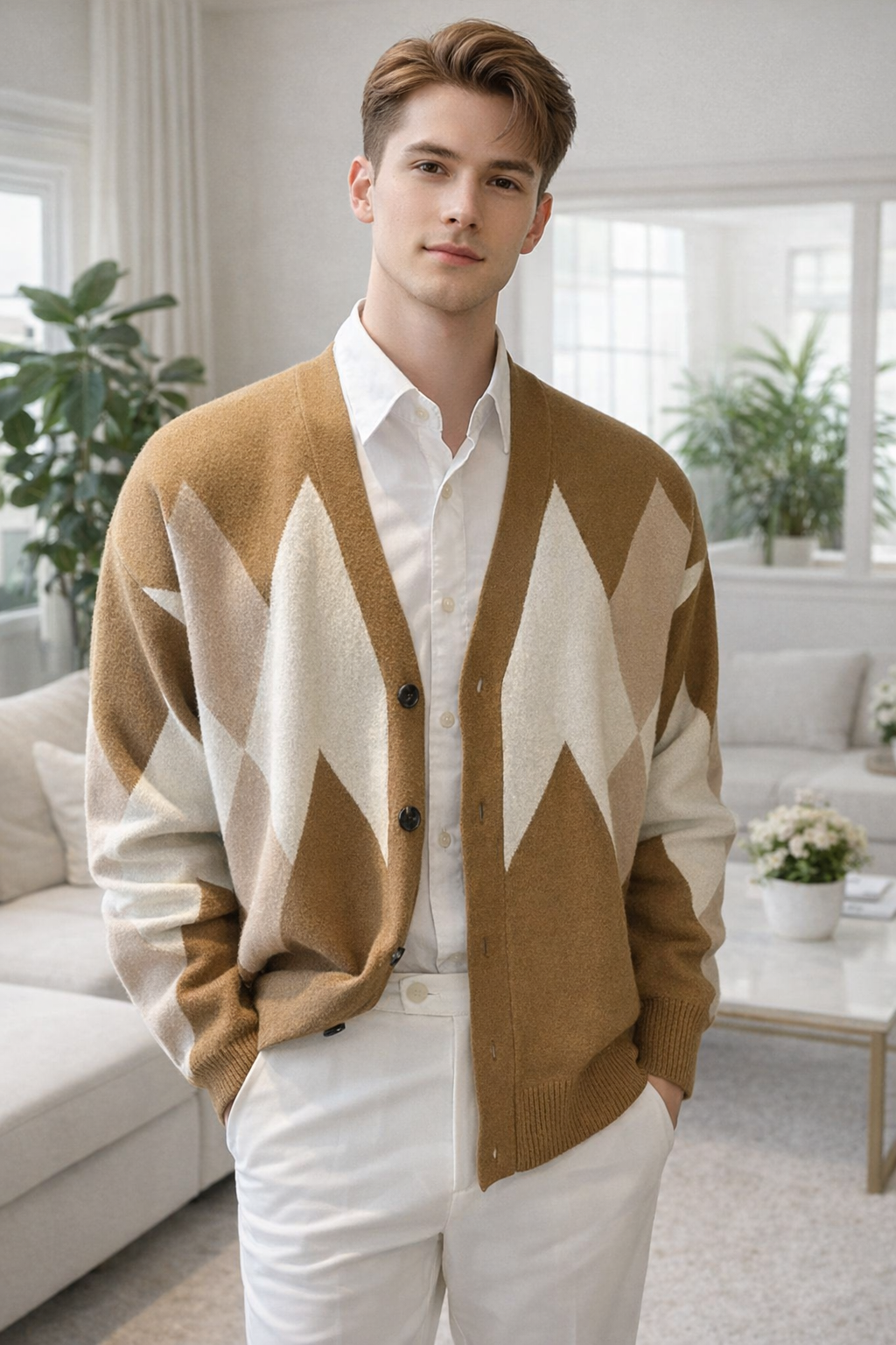 Jimmy | Plaid Cozy Knit V-Neck Coat