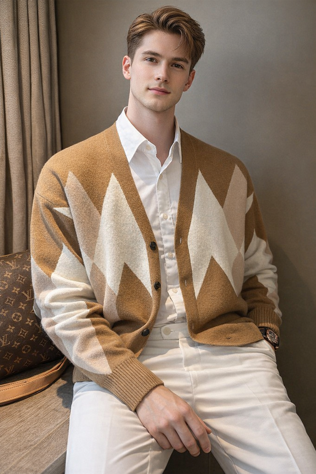 Jimmy | Plaid Cozy Knit V-Neck Coat