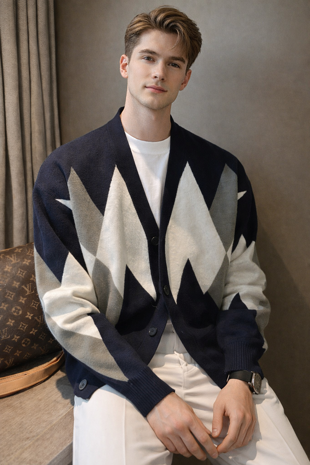 Jimmy | Plaid Cozy Knit V-Neck Coat