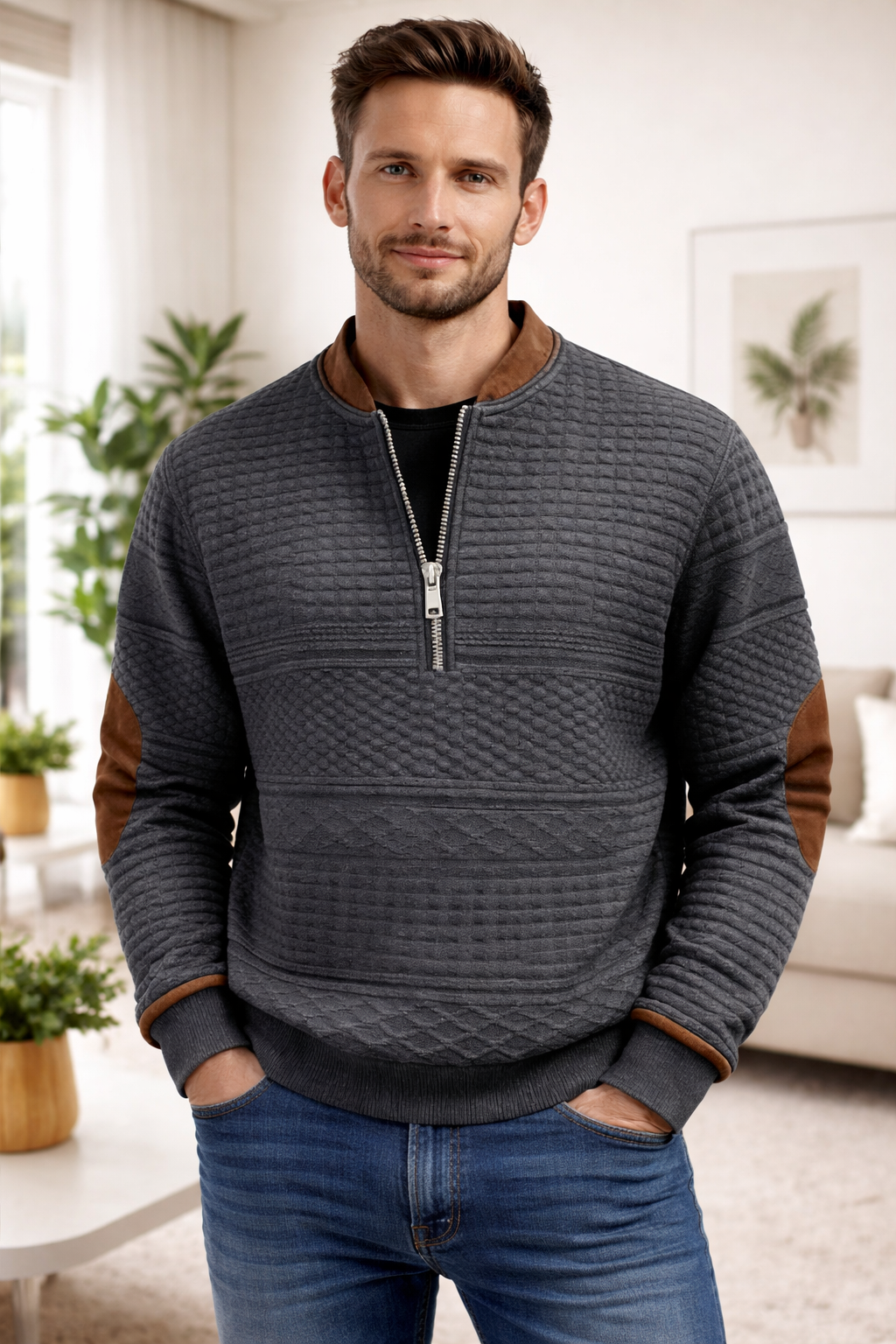 Lee | Contrast Zipper Neck Sweatshirt