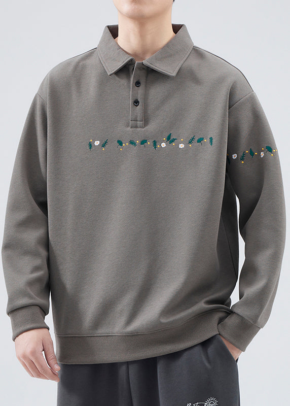 Chris | Embroideried Button Cotton Sweatshirts