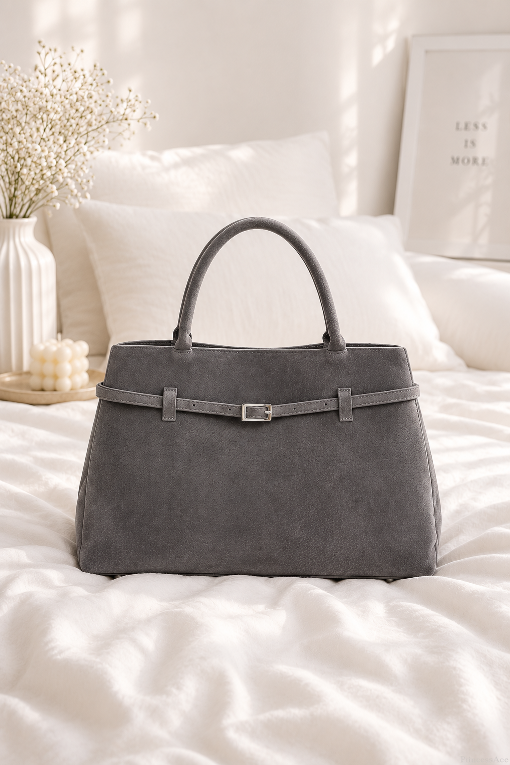 Grace | Faux Suede Hasp Large Tote Handbag