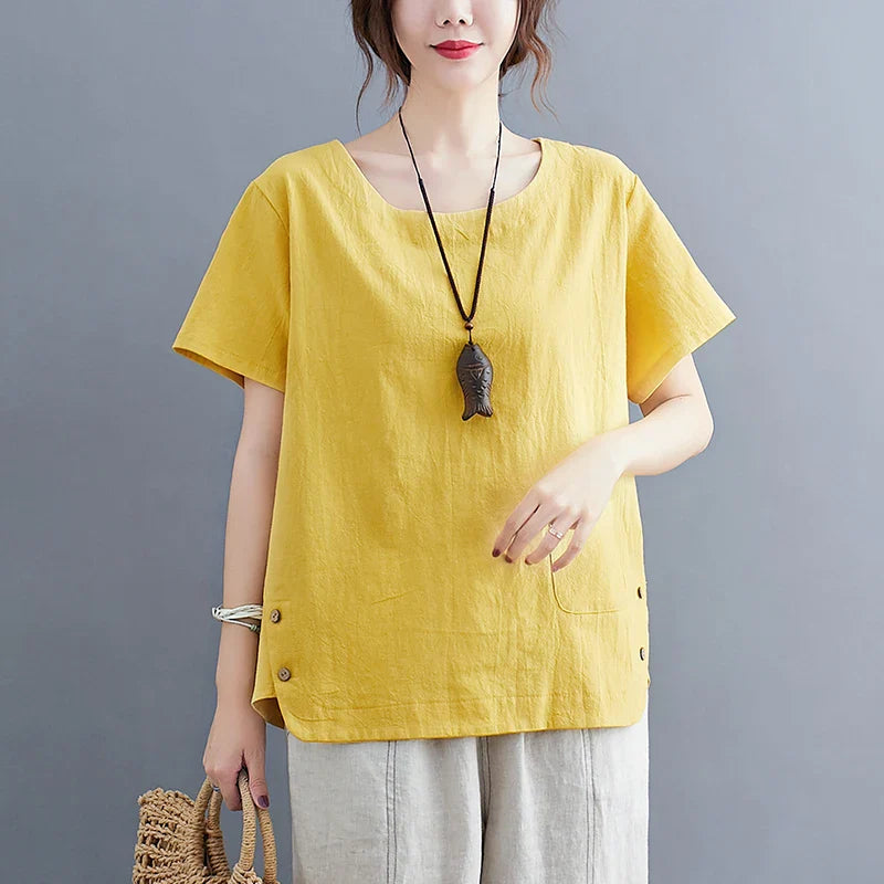 Iza | Vintage Cotton-Linen Top