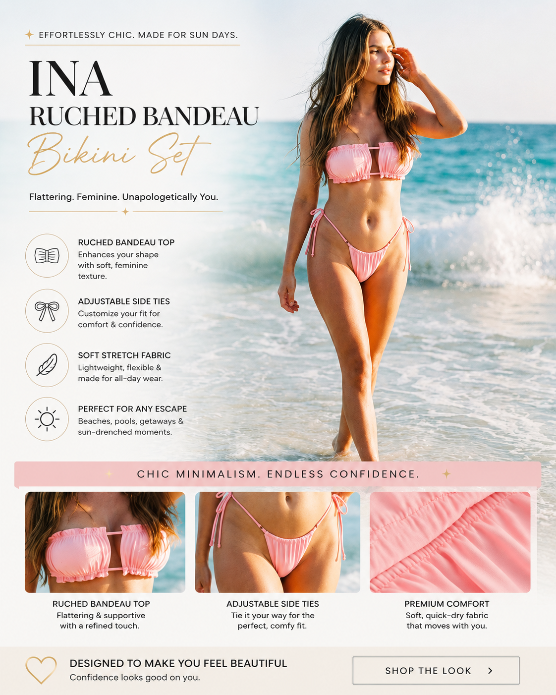 Ina | Ruched Bandeau Bikini Set
