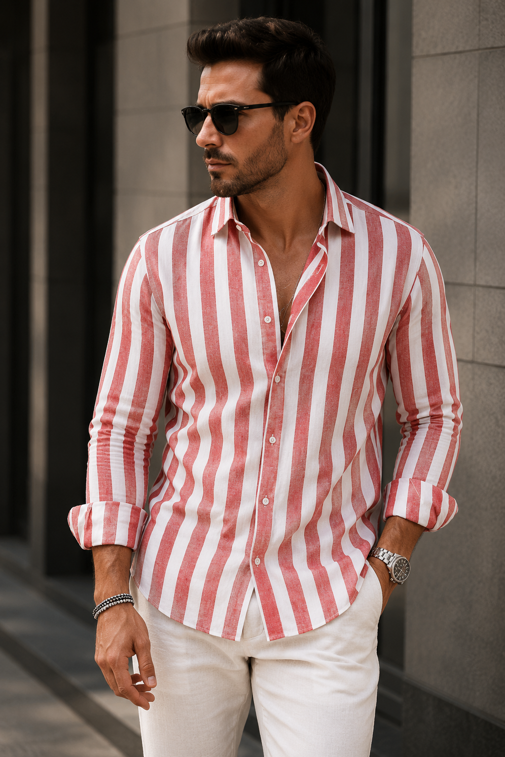 Jacki | Cotton Linen Striped Button Down Long Sleeve