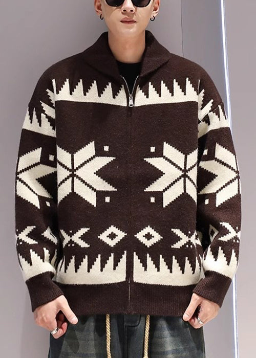 Jacquard | Zip Up Cozy Knitted Coat